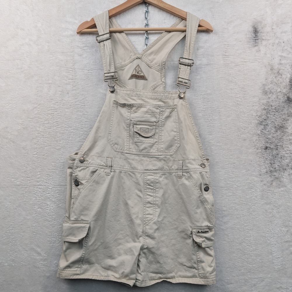 VTG No Boundaries Overalls Women's L Tan Cargo Carpenter Utility Streetwear Y2K